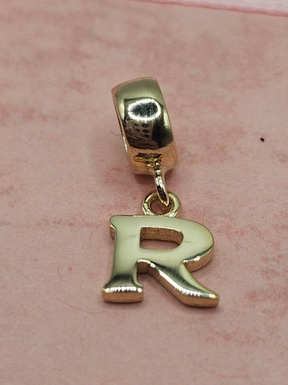 14KT Gold Dangling Letter R Charm for Bracelet